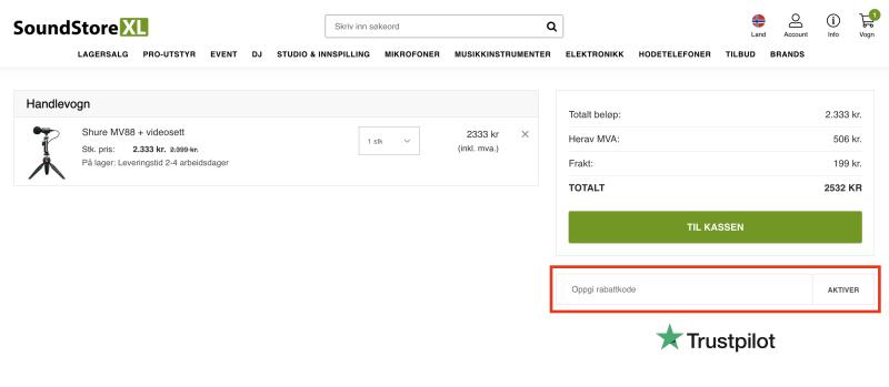Hur du använder en rabattkod hos SoundStoreXL