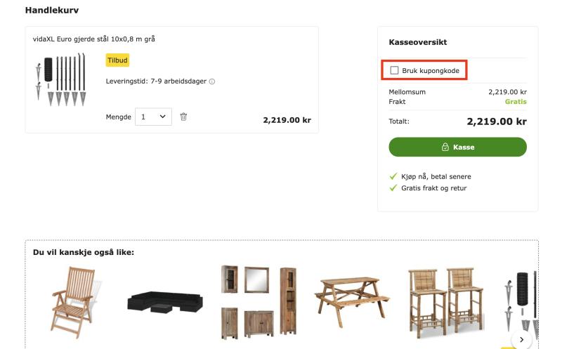 Hur du använder en rabattkod hos VidaXL